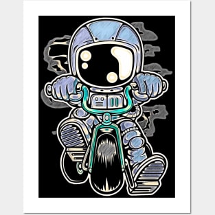 Astronaut Biker • Funny And Cool Sci-Fi Cartoon Drawing Design Great For Any Occasion And For Everyone Posters and Art